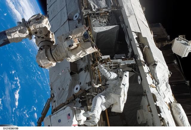 NASA image: TUS-RA removal from the S0 Truss during EVA2 for STS-121 / Expedition 13 joint operations