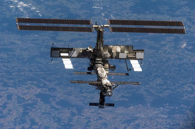 NASA image: View of the ISS from the orbiter during separation on STS-121