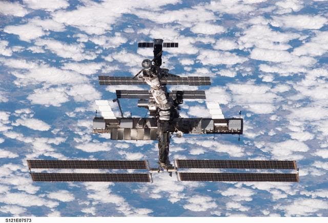 NASA image: View of the ISS from the orbiter during separation on STS-121