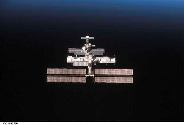 NASA image: View of the ISS from the orbiter during separation on STS-121