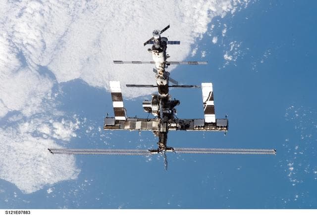 NASA image: View of the ISS from the orbiter during separation on STS-121