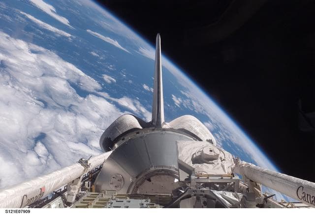 NASA image: The orbiter PLB and Earth limb during STS-121