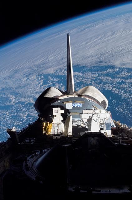 NASA image: Columbus in the Atlantis payload bay during the STS-122 Mission