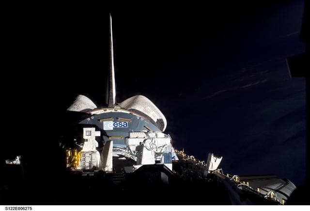 NASA image: Columbus in the Atlantis payload bay during the STS-122 Mission