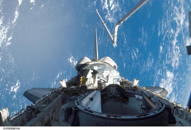 NASA image: Columbus in the Atlantis payload bay during the STS-122 Mission