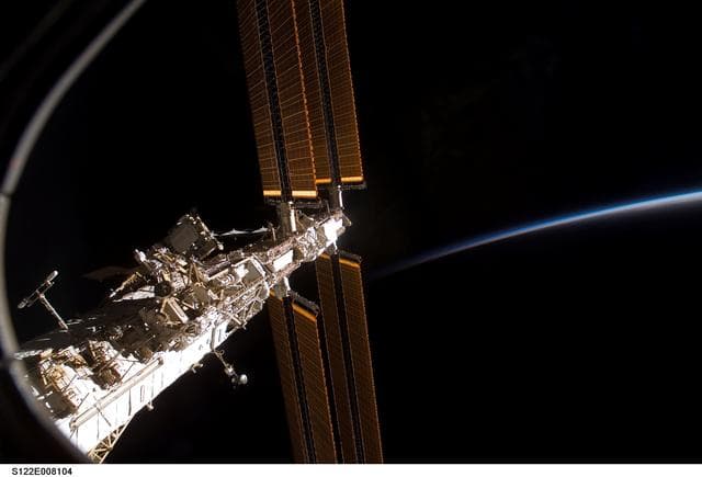 NASA image: Port Truss Segments against an Earth Horizon Observation