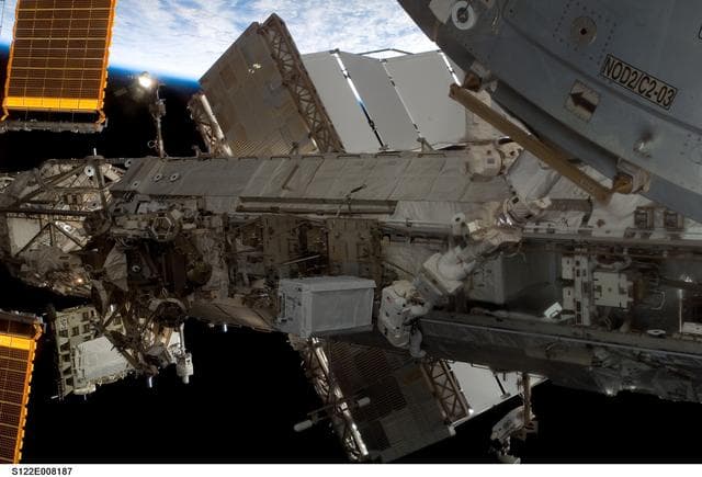 NASA image: Schlegel and Walheim during EVA 2