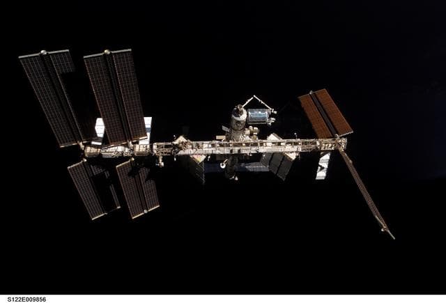NASA image: View of ISS after STS-122 Undocking