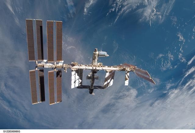 NASA image: View of ISS after STS-122 Undocking