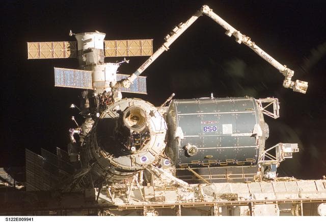 NASA image: Flyaround view of ISS after STS-122 Undocking