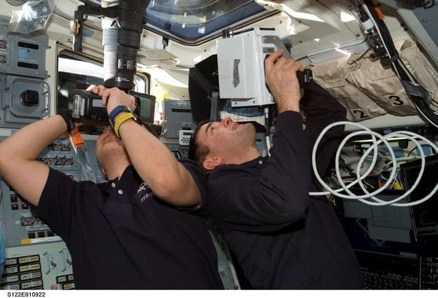 NASA image: Walheim and Tani on FD