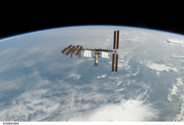 NASA image: View of ISS after STS-122 Undocking
