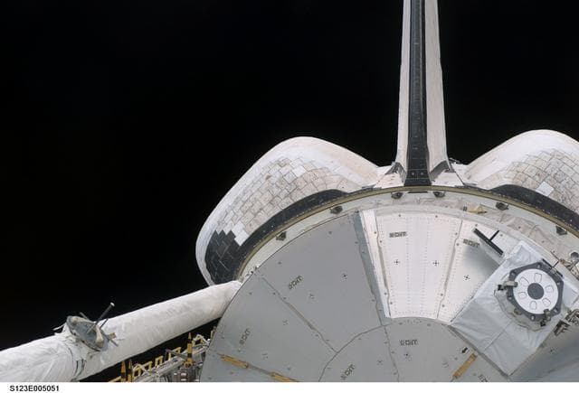NASA image: Space Shuttle Endeavour,OV 105,Payload Bay during STS-123