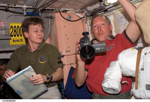NASA image: Whitson and Gorie in the Node 1 during Joint Operations