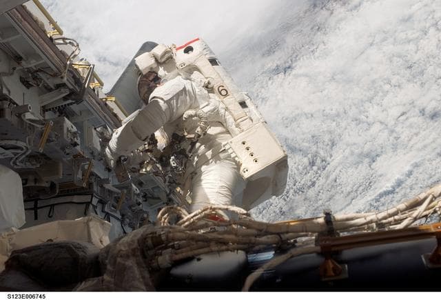 NASA image: Linnehan during EVA 3 - Expedition 16 / STS-123 Joint Operations
