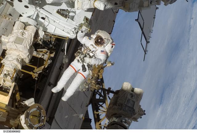 NASA image: Linnehan during EVA 3 - Expedition 16 / STS-123 Joint Operations