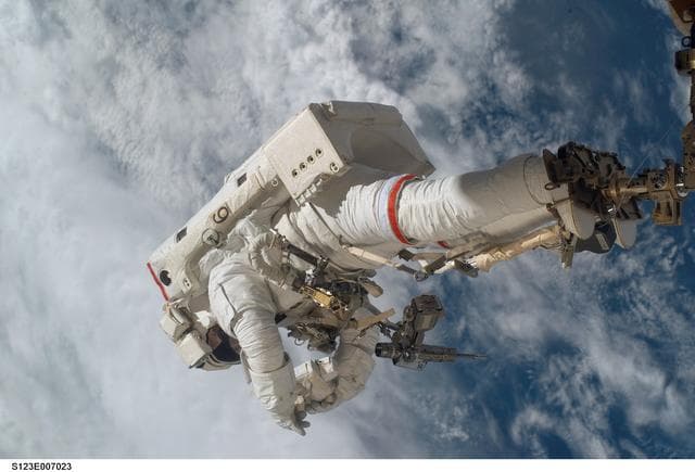 NASA image: Linnehan during EVA 3 - Expedition 16 / STS-123 Joint Operations