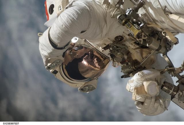 NASA image: Linnehan during EVA 3 - Expedition 16 / STS-123 Joint Operations