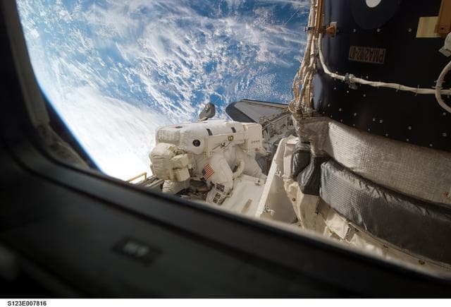 NASA image: Behnken during EVA 4 - Expedition 16 / STS-13 Joint Operations