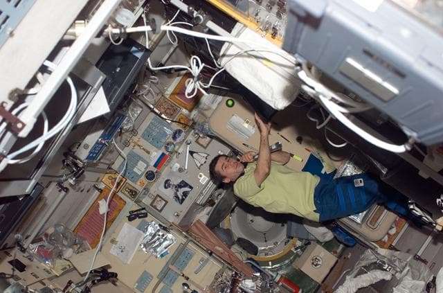NASA image: Malenchenko works in the SM during Joint Operations