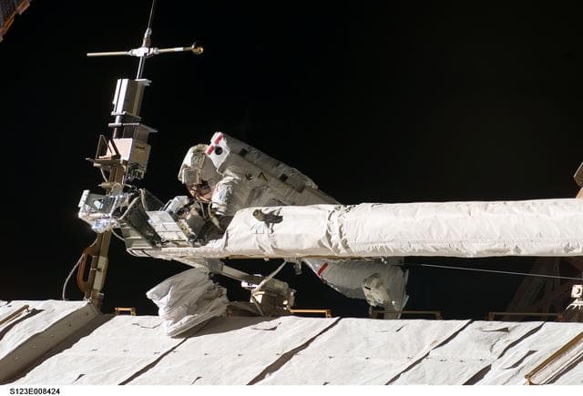 NASA image: Foreman on EVA 5 during Expedition 16 / STS-123 Joint Operations