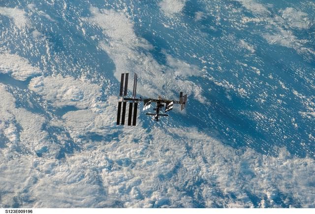 NASA image: ISS during departure of the STS-123 Space Shuttle Endeavour