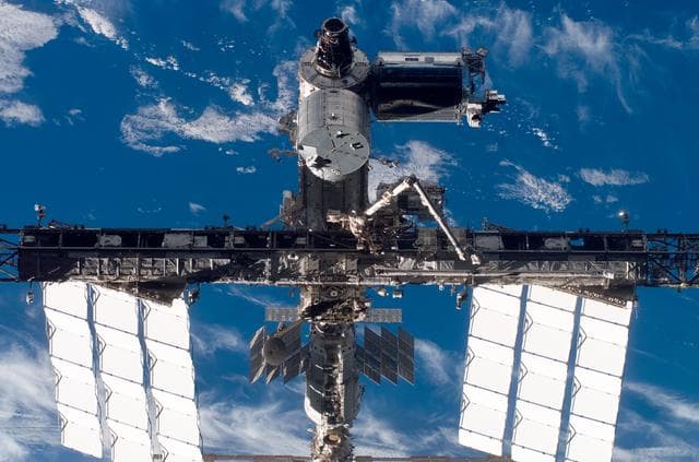 NASA image: Flyaround view of the ISS taken from STS-123 Space Shuttle Endeavor