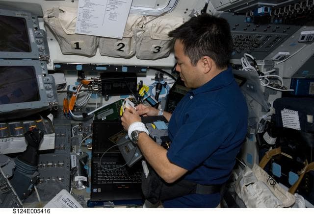 NASA image: Hoshide on Flight deck