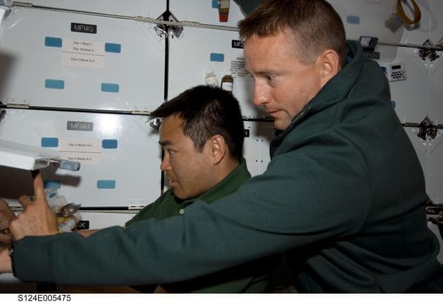 NASA image: Ham and Hoshide on Middeck