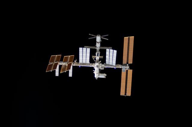 NASA image: View of ISS during rendezvous and docking activities
