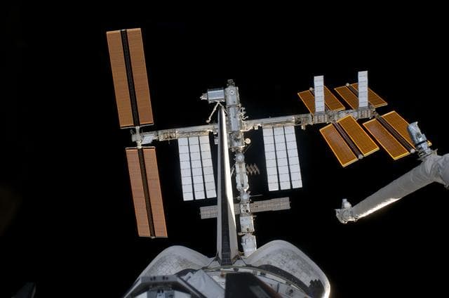 NASA image: View of ISS during rendezvous and docking activities