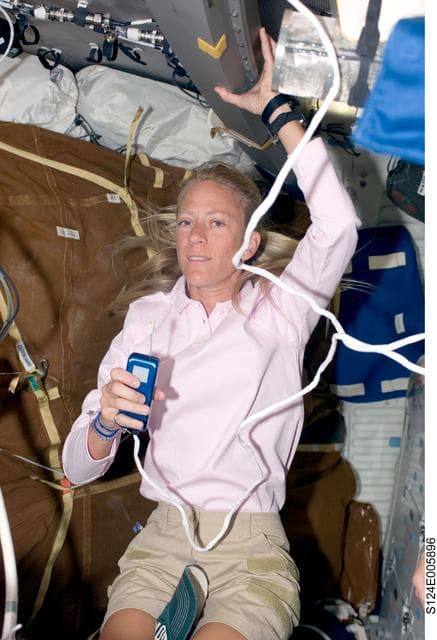 NASA image: Nyberg on middeck prior to EVA 1