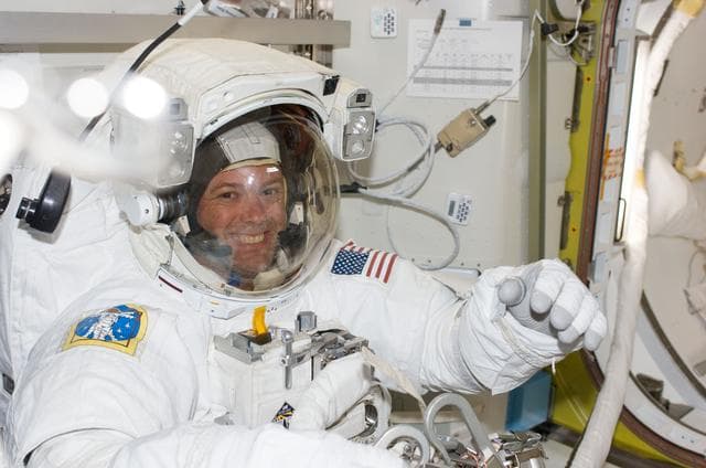 NASA image: Garan in airlock prior to EVA 1