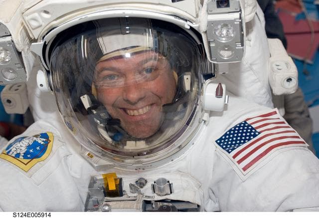 NASA image: Garan in airlock prior to EVA 1