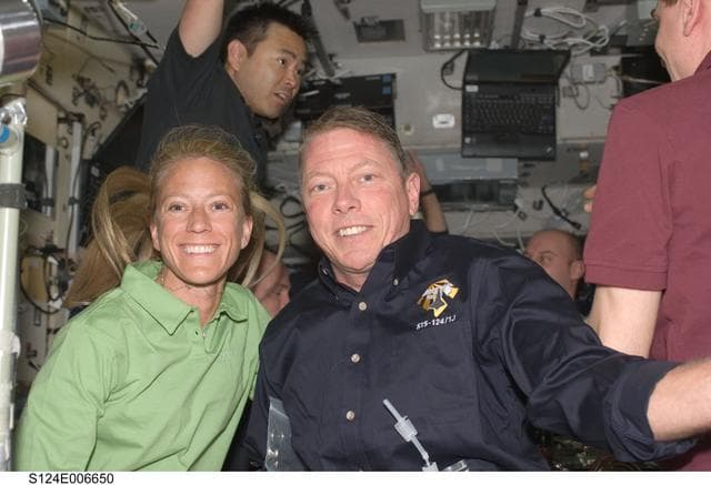NASA image: Nyberg and Fossum in Service Module (SM)