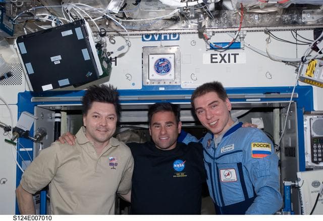 NASA image: Expedition 17 crew pose for on-orbit portrait