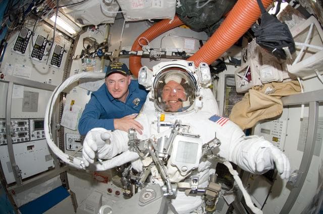 NASA image: Preparing for EVA 3 in Quest airlock