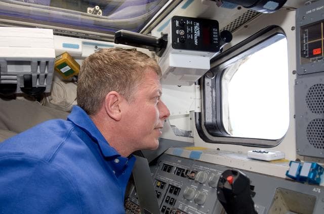 NASA image: Fossum on aft flight deck
