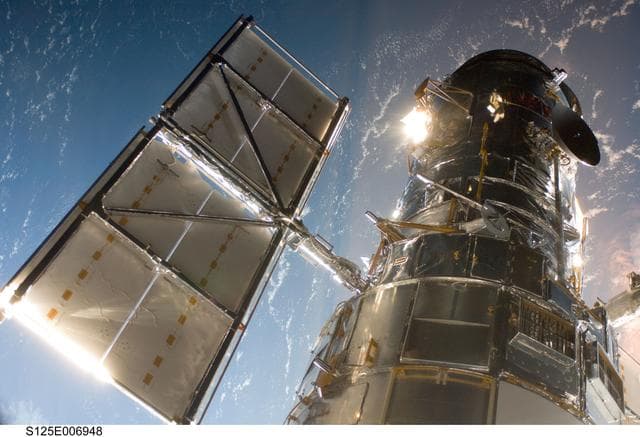 NASA image: Hubble Space Telescope (HST) during rendezvous with STS-125 Shuttle Atlantis