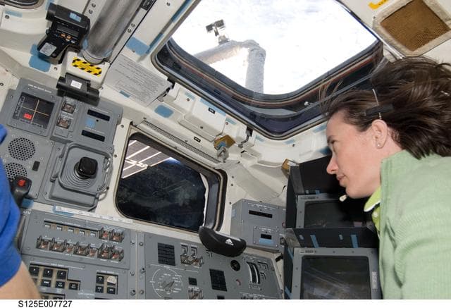 NASA image: MS2 McArthur works on the FD during Flight Day 5