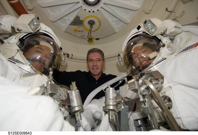 NASA image: STS-125 Crew Members pose for a photo prior to EVA5
