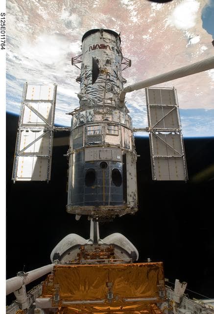NASA image: View of HST during its release from the Shuttle Atlantis