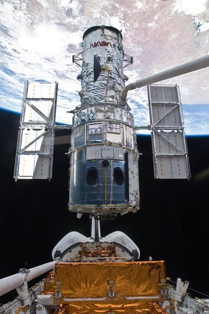 NASA image: View of HST during its release from the Shuttle Atlantis