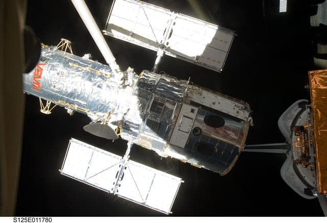 NASA image: View of HST during its release from the Shuttle Atlantis
