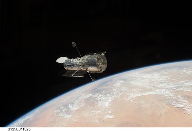 NASA image: View of the HST after being released from the Shuttle Atlantis