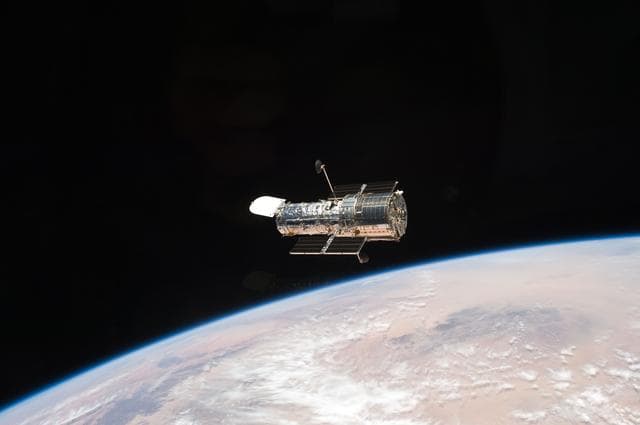NASA image: View of the HST after being released from the Shuttle Atlantis