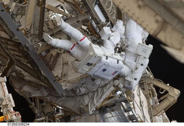 NASA image: Stefanyshyn-Piper and Bowen during EVA 1