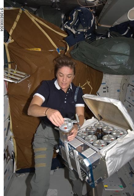 NASA image: Stefanyshyn-Piper works with NLP-Vaccine-2 on MDDK