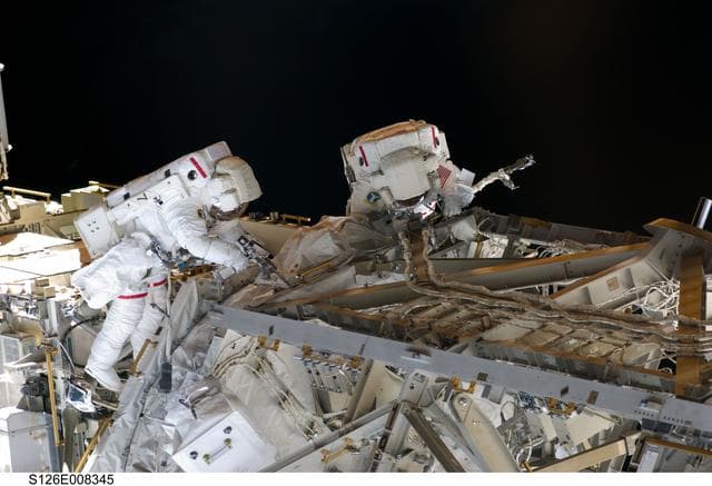 NASA image: Stefanyshyn-Piper and Kimbrough during EVA 2