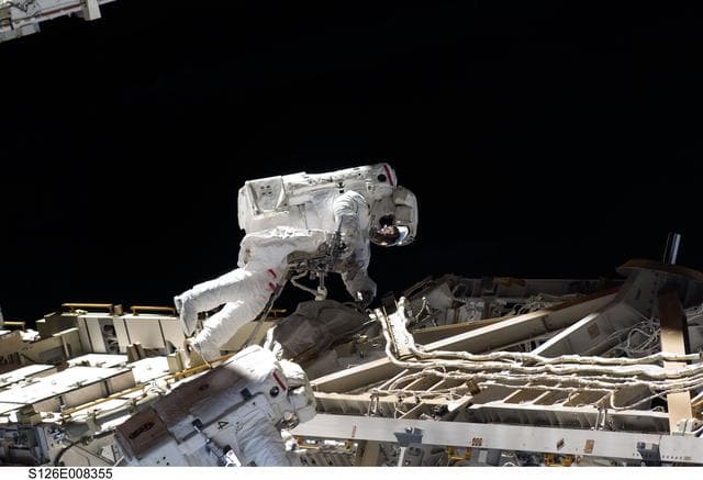 NASA image: Stefanyshyn-Piper and Kimbrough during EVA 2